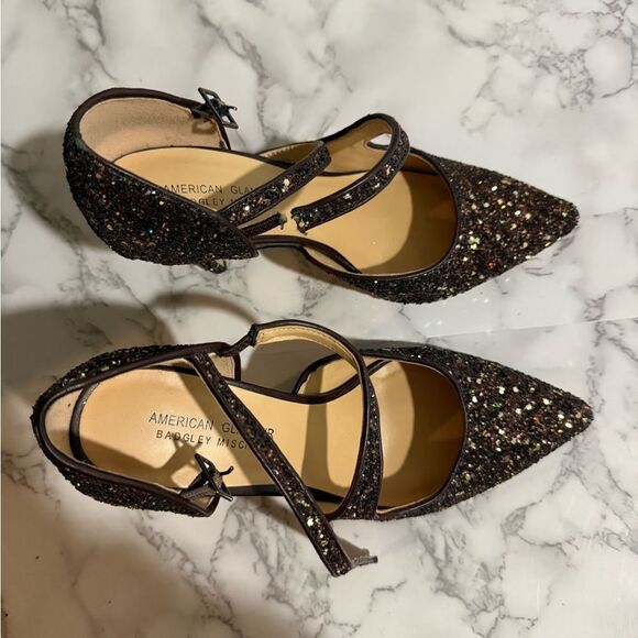 Badgley Mischka American Glamour Glitter Pointed Toe Heels Size 6 - Picture 3 of 9